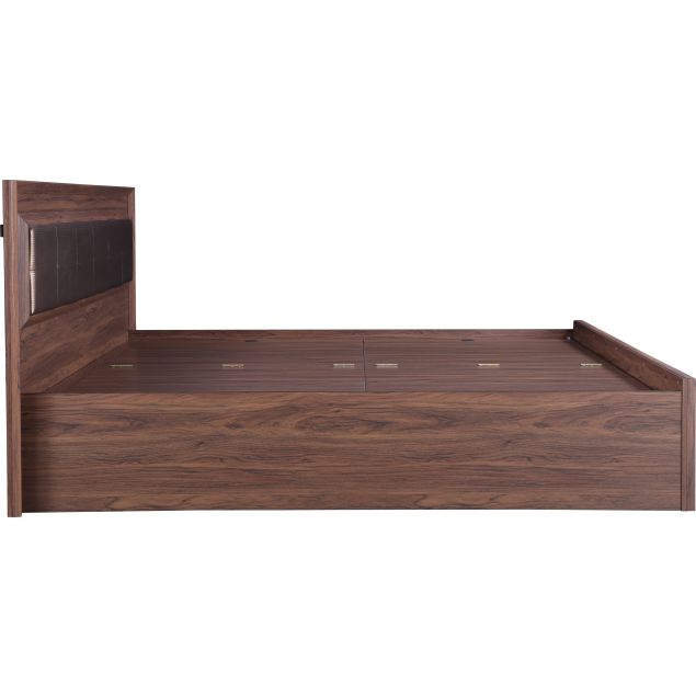 Engineered Wood Queen bed with Box storage in Rolex Dark Colour
